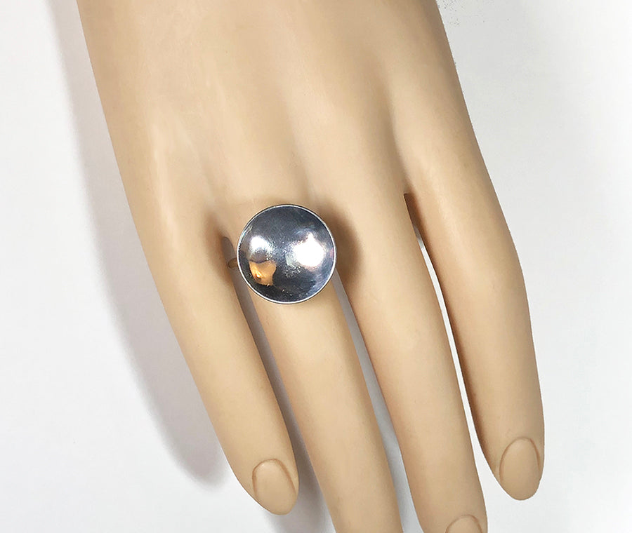 Large Sterling Disc Ring 7 1/2