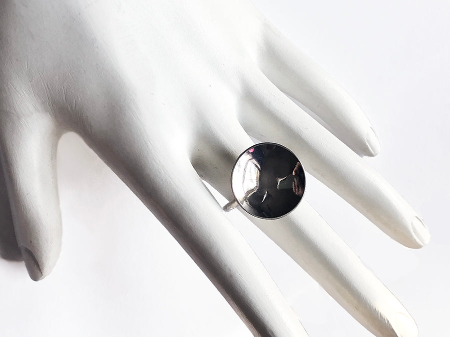 Large Sterling Disc Ring 7 1/2