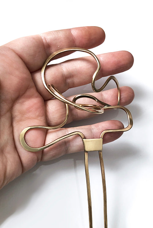 Pathway Sculpture Brass Hair Pin