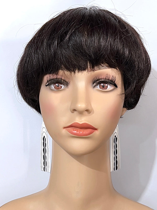 White and Black Scalloped Earrings