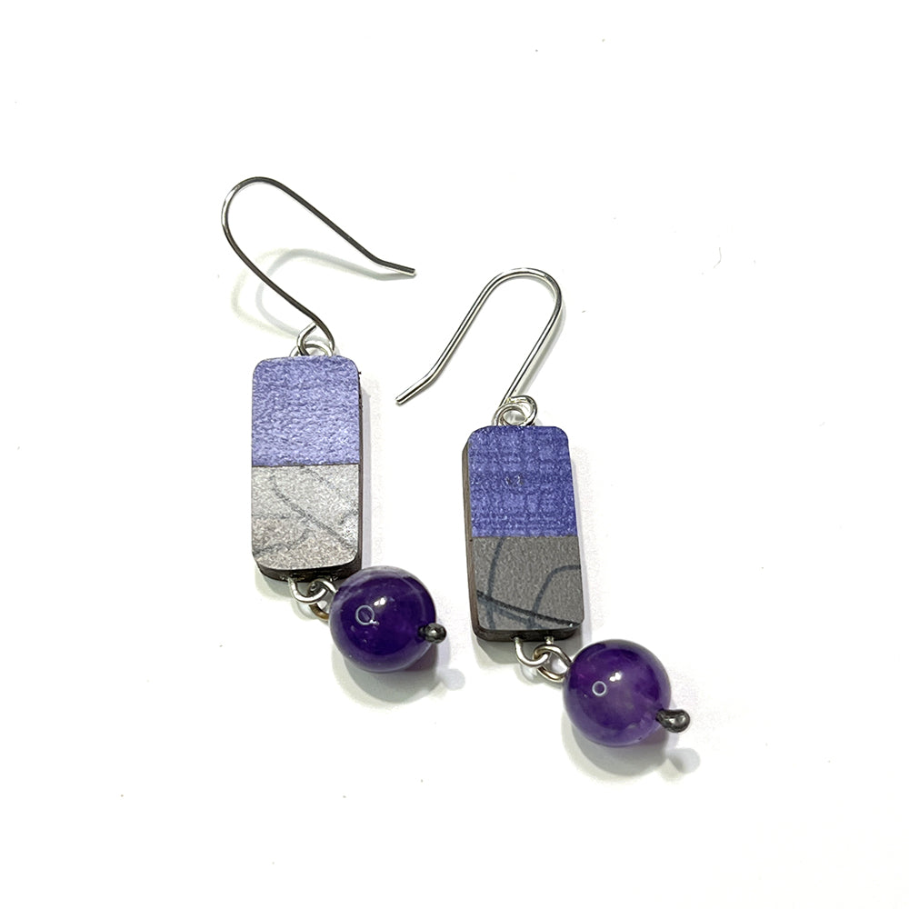 Space Pad Earrings in Purple and Gray EAR218