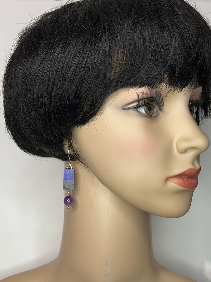 Space Pad Earrings in Purple and Gray EAR218