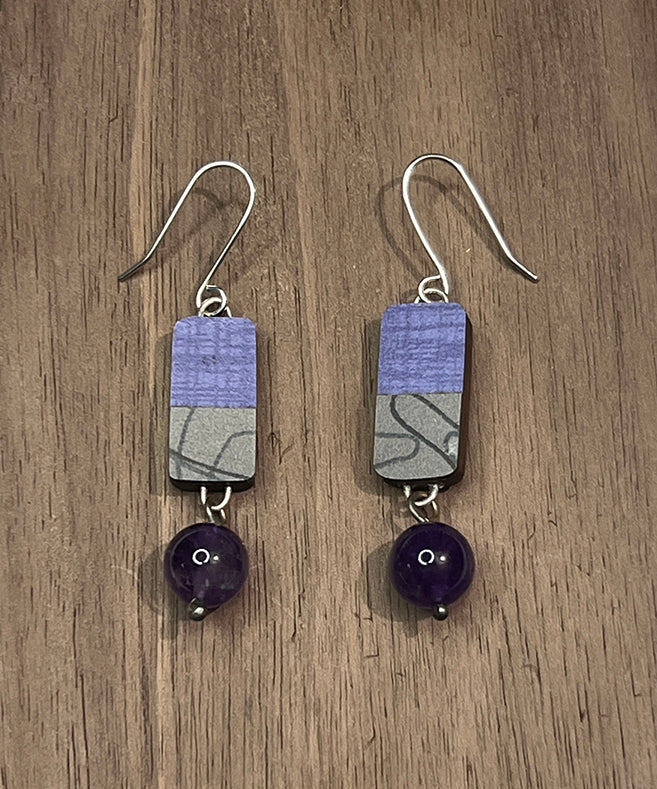 Space Pad Earrings in Purple and Gray EAR218