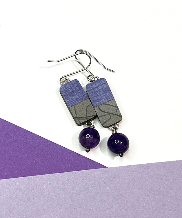 Space Pad Earrings in Purple and Gray EAR218