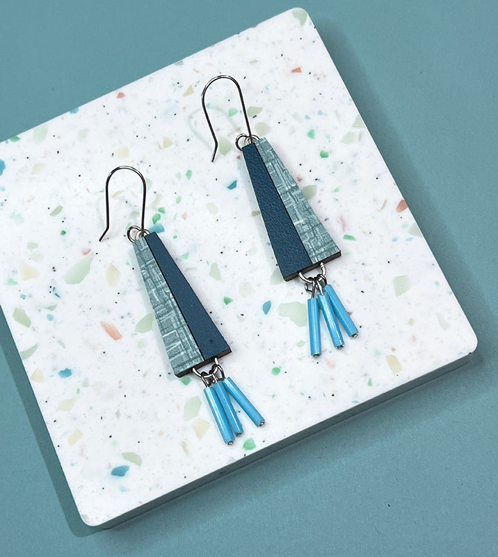 Teal Colorblock Earrings EAR213
