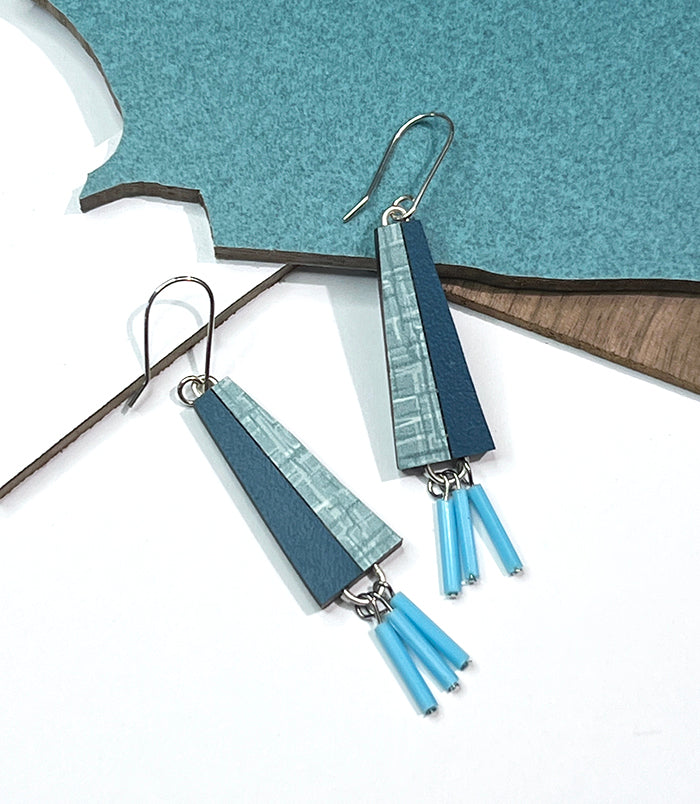 Teal Colorblock Earrings EAR213