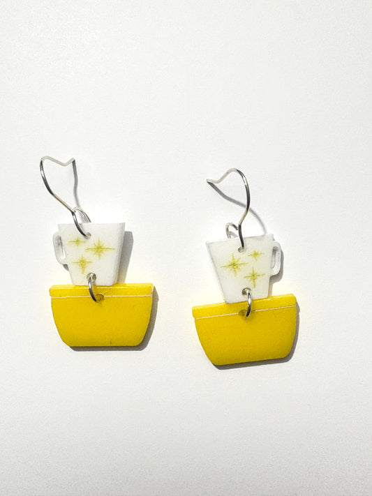 Vintage Cup and Bowl - yellow