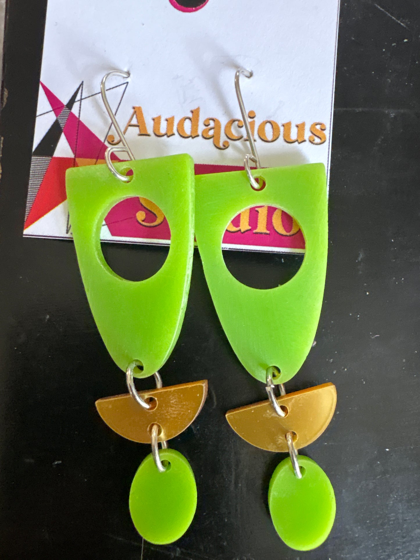 Lime Geometry Earrings