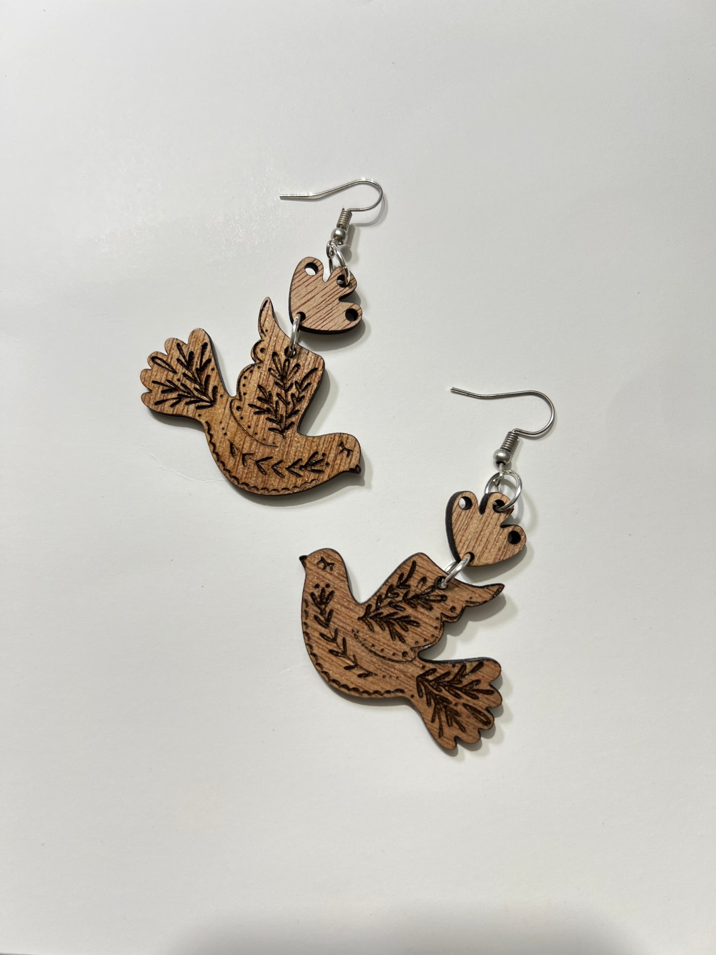 Scandinavian Dove Earrings in Mahogany