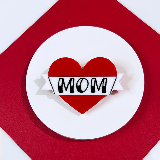 Mom Tattooed Heart Brooch