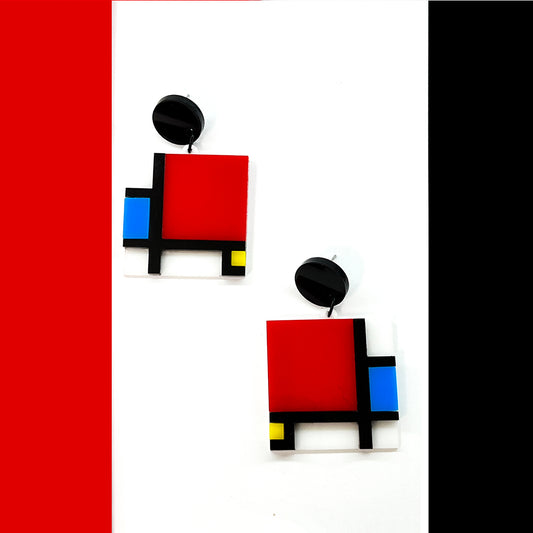 Mondrian Square Earrings