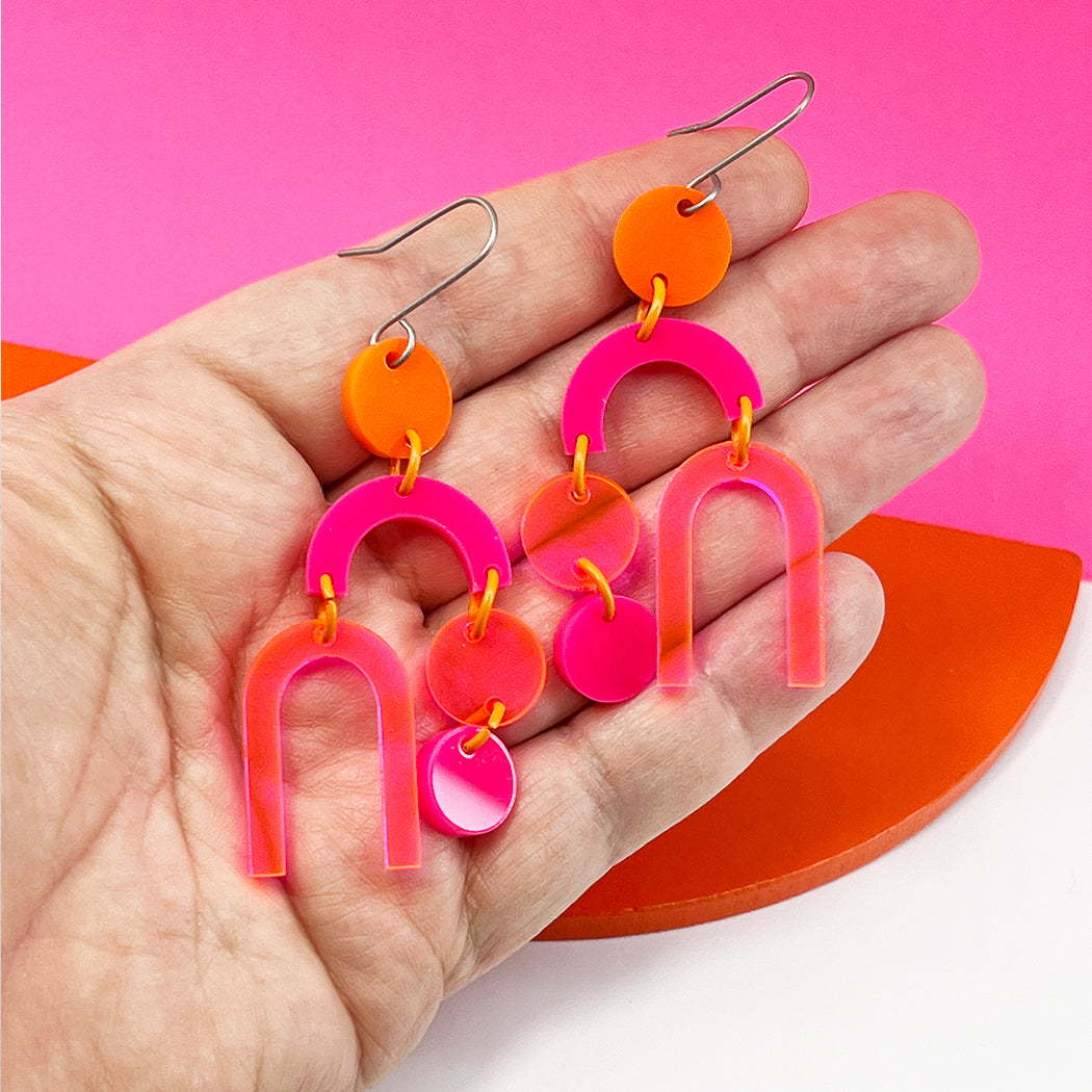 Asymetrical Mobiles Hot Pink and Orange