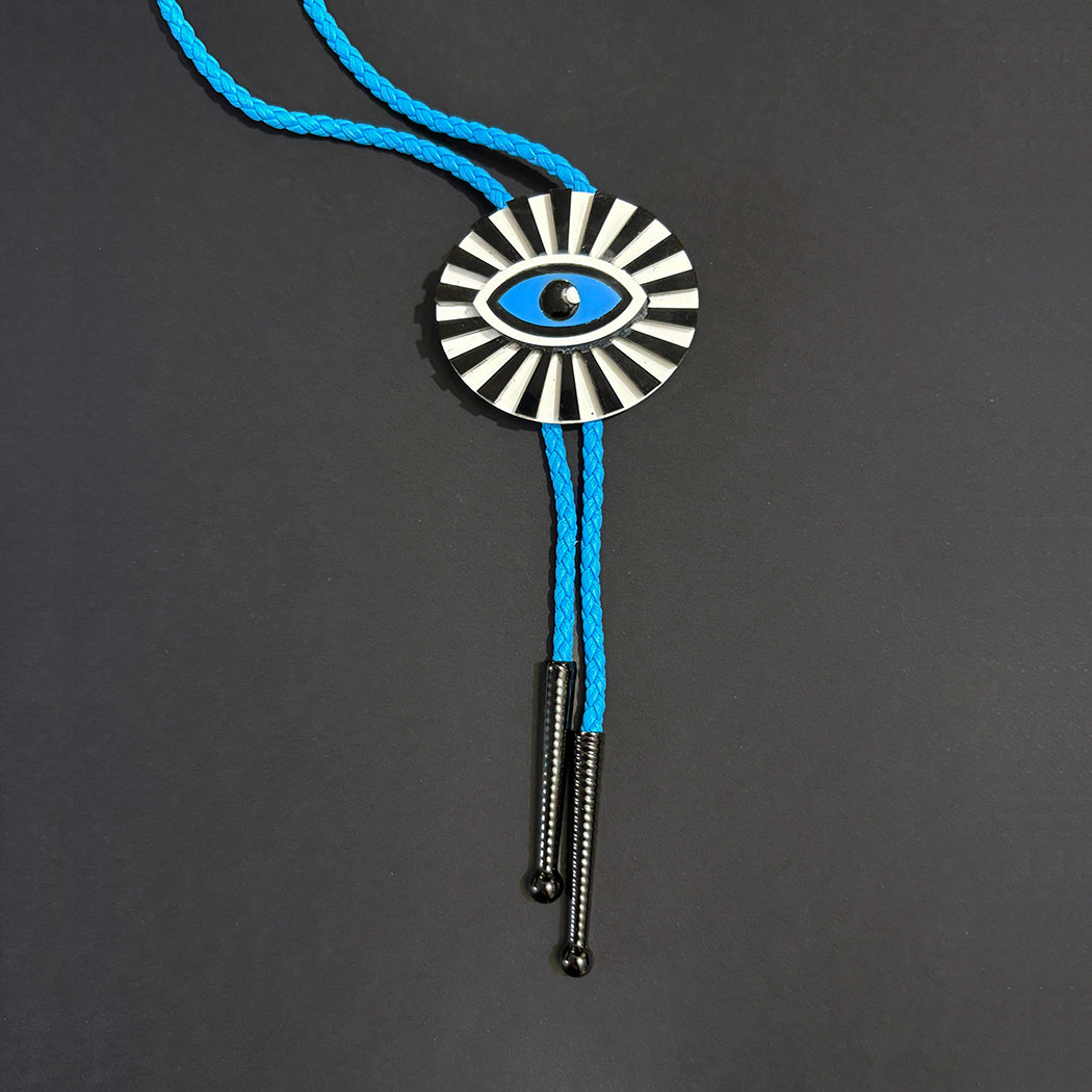 All Seeing Eye Bolo Tie- Blue Cord