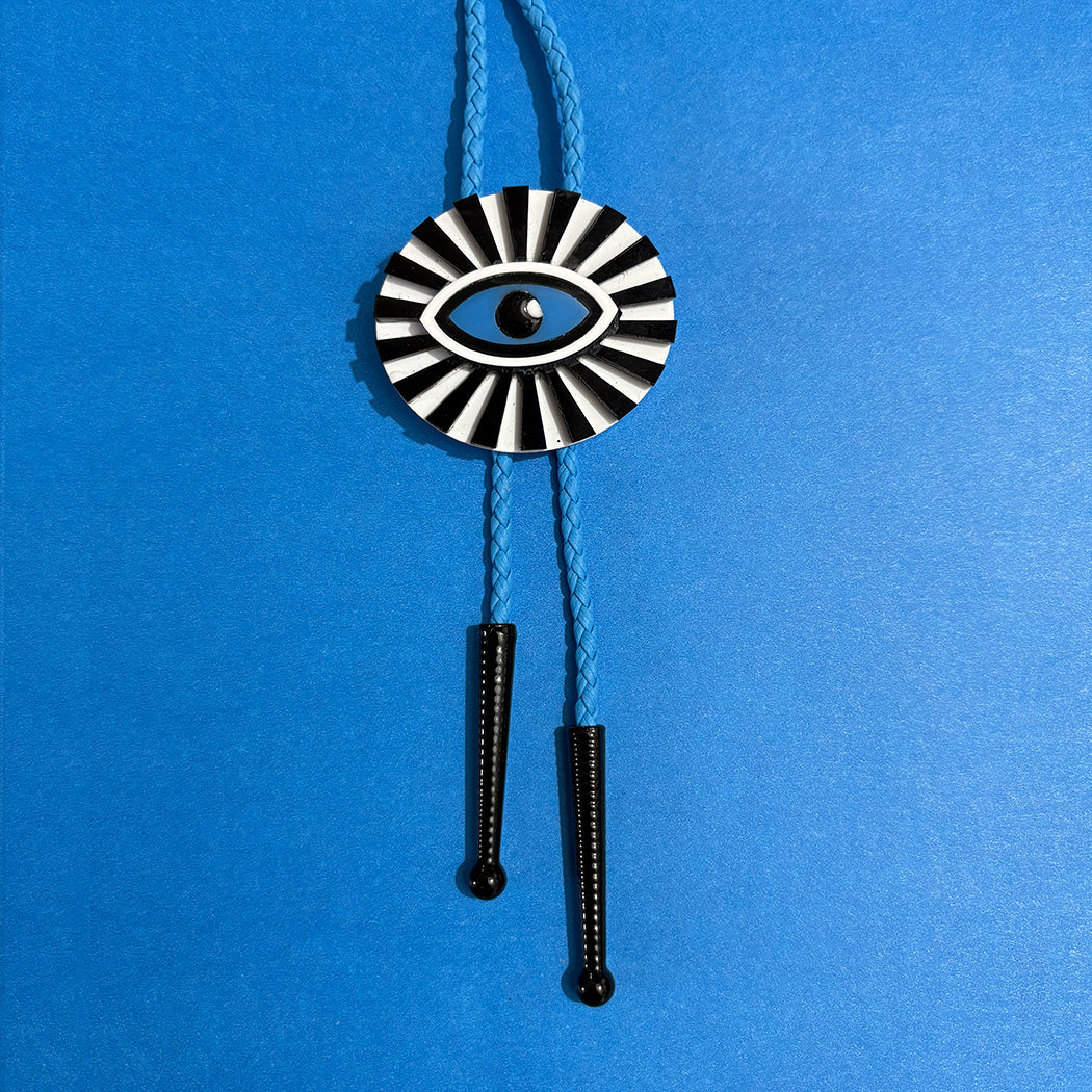 All Seeing Eye Bolo Tie- Blue Cord