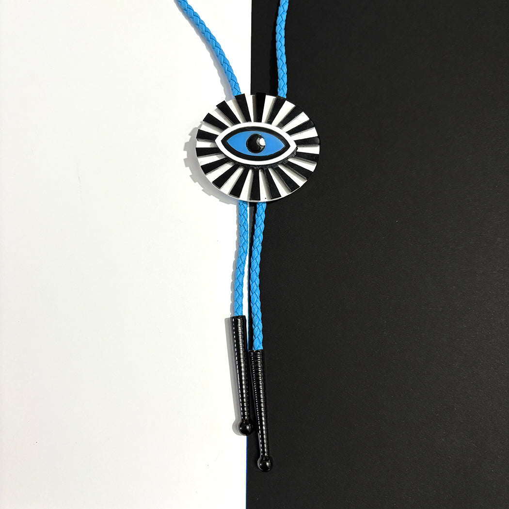 All Seeing Eye Bolo Tie- Blue Cord