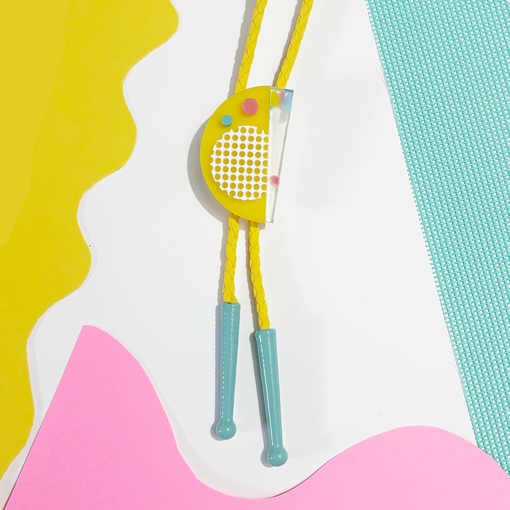 New wave Andie bolo tie in yellow, pink and aqua.