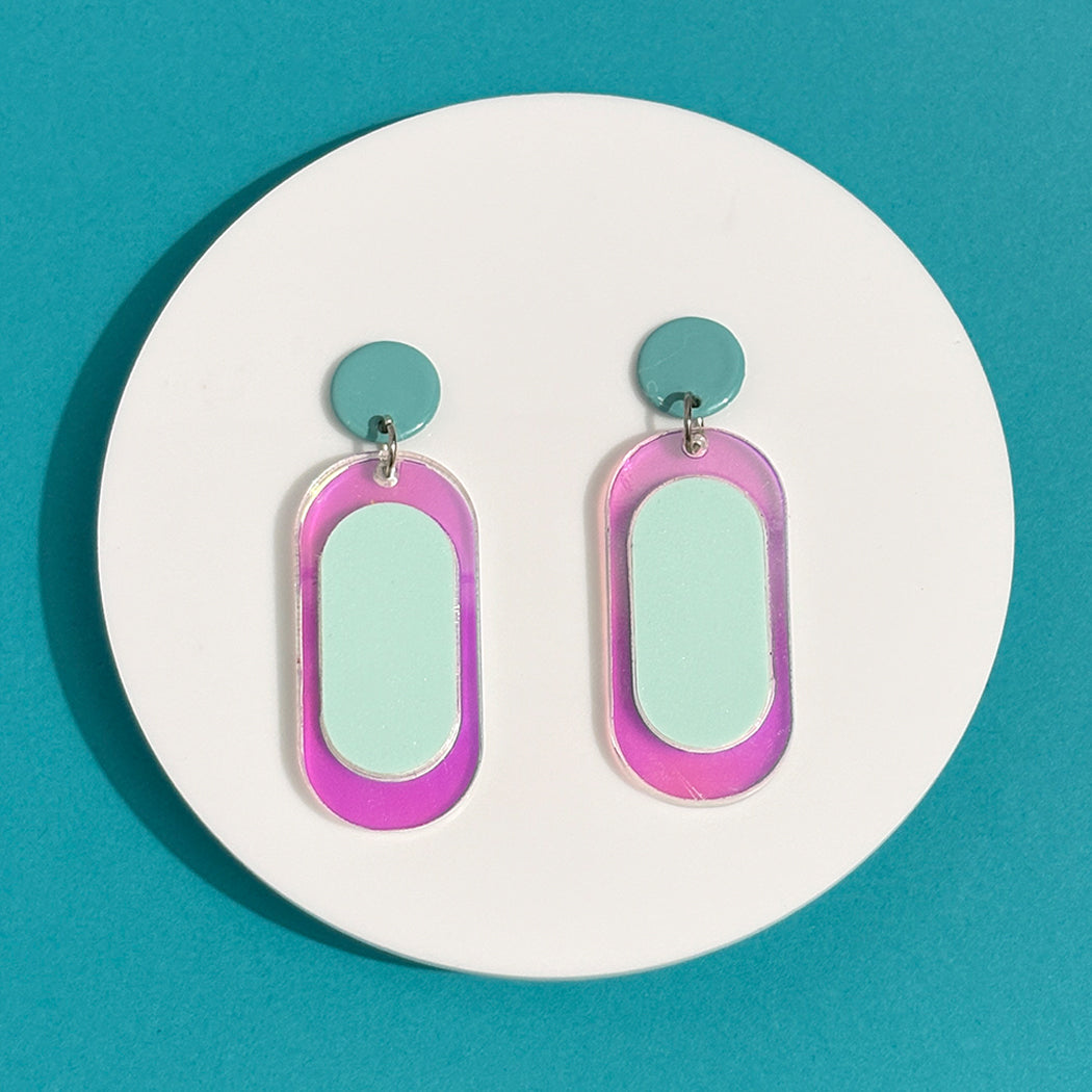Colorblock Mod Oval Earrings
