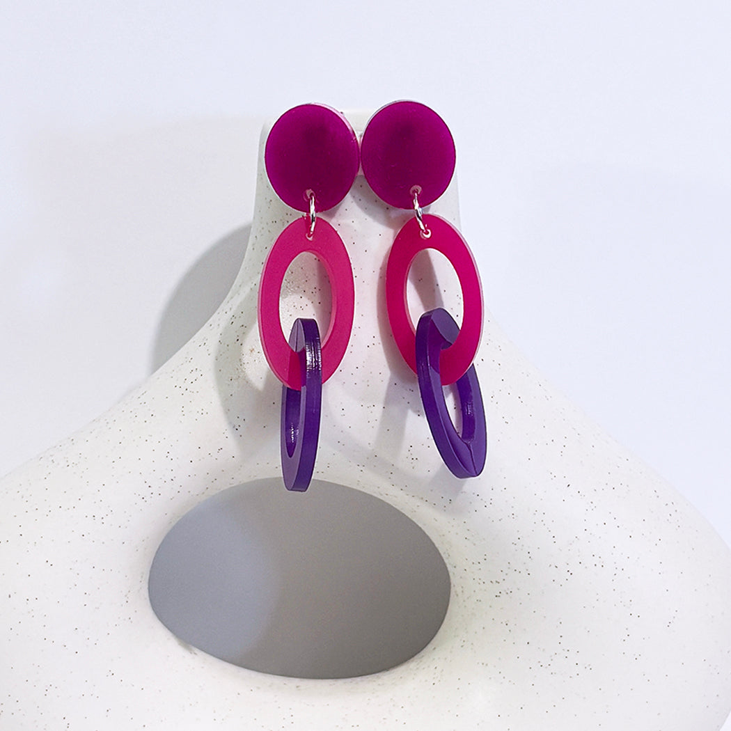 Chunky Colorful Link Earrings - Assorted Colors