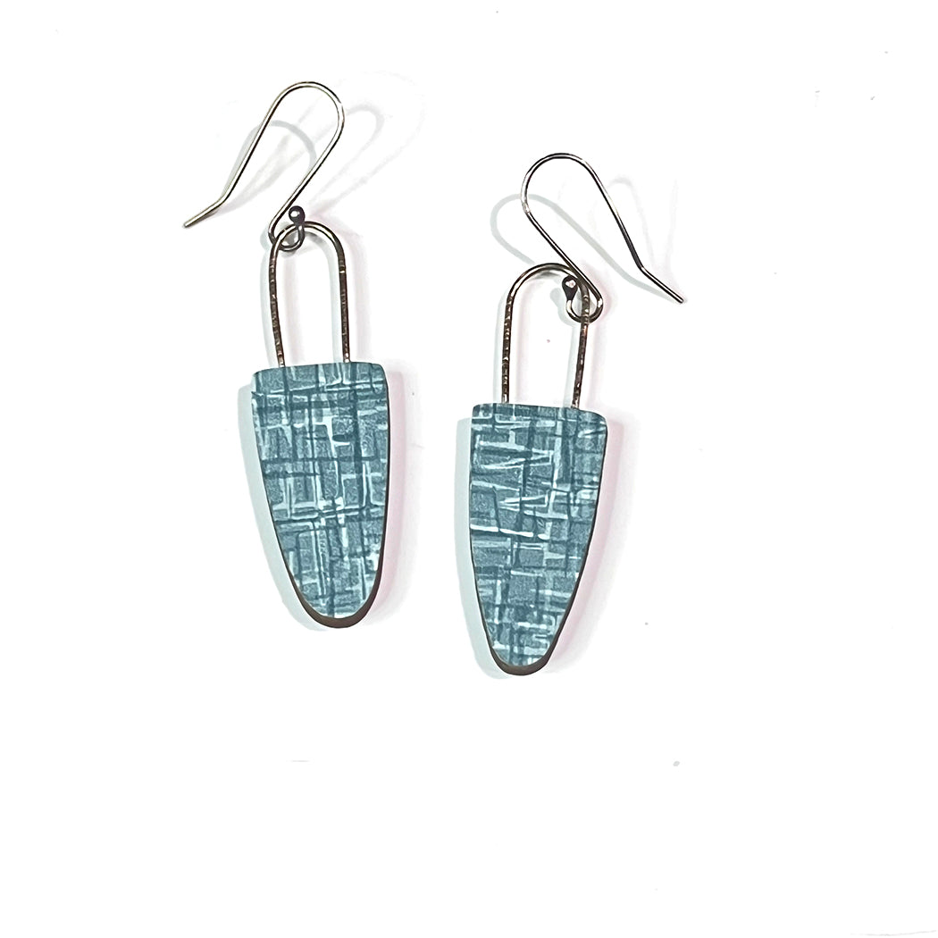 Blue Hatchmark Earrings