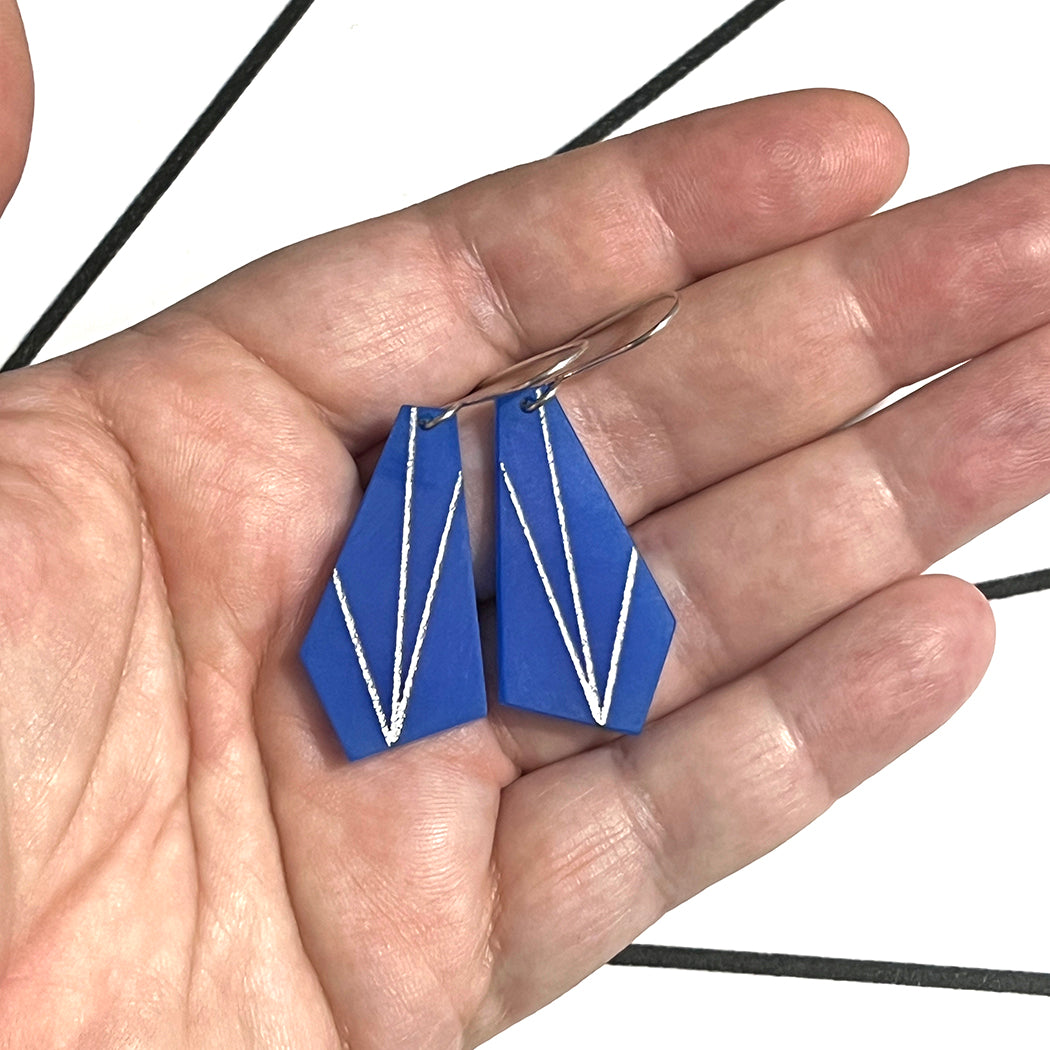 Blue Trapezoid Earrings