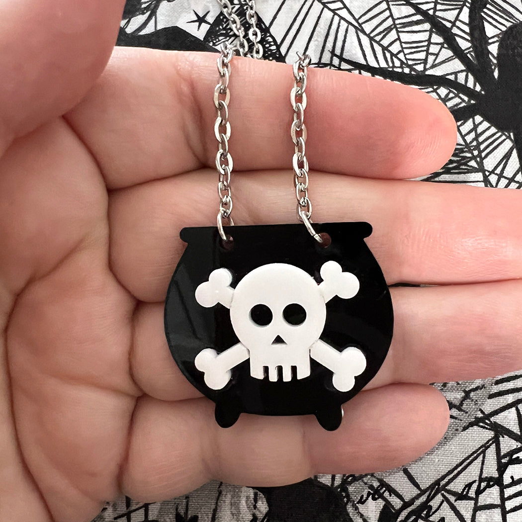 Skull and Crossbones Cauldron Pendant