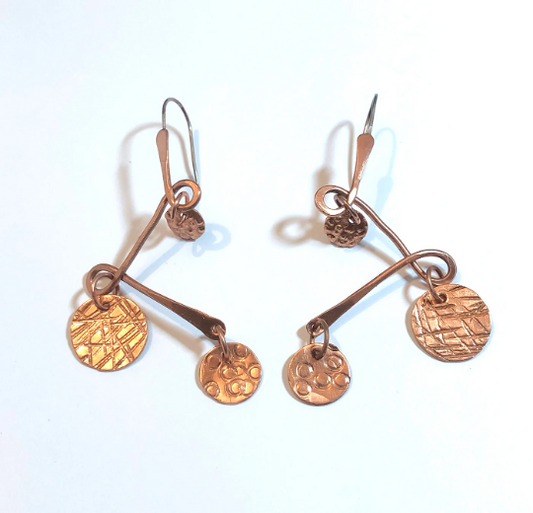 Copper Disc Charm Earrings