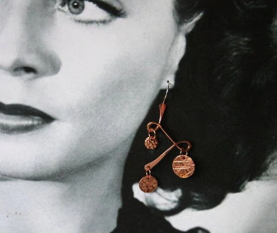 Copper Disc Charm Earrings