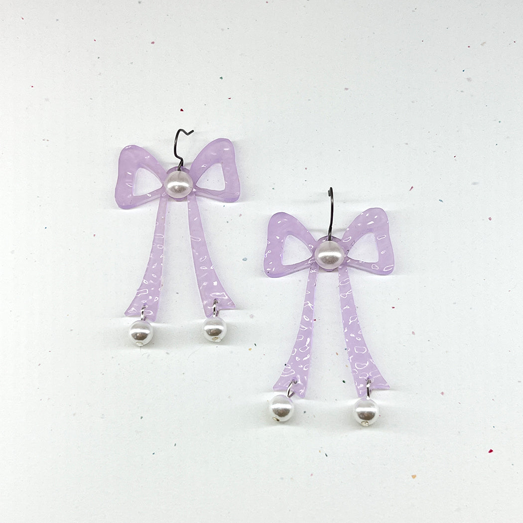 Large Lilac Bow Earrings