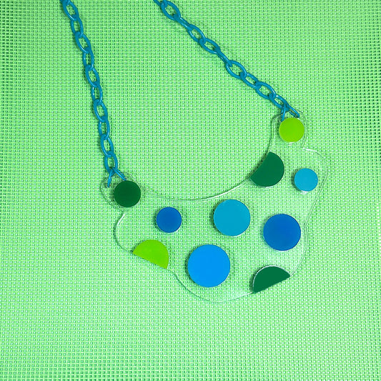 Yayoi Blue and Green Infinity Dots Necklace