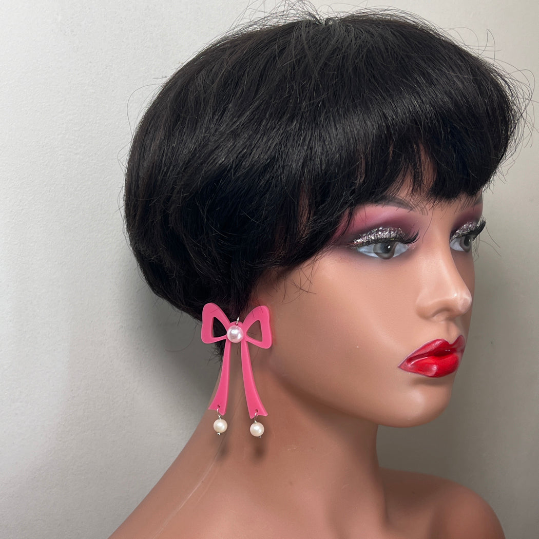 Large Pink Bow Earrings