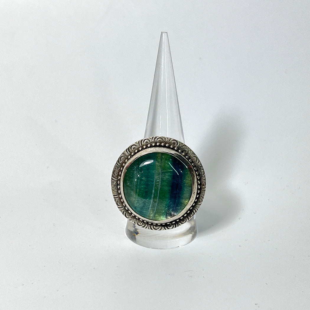 Huge Rainbow Fluorite Statement Ring