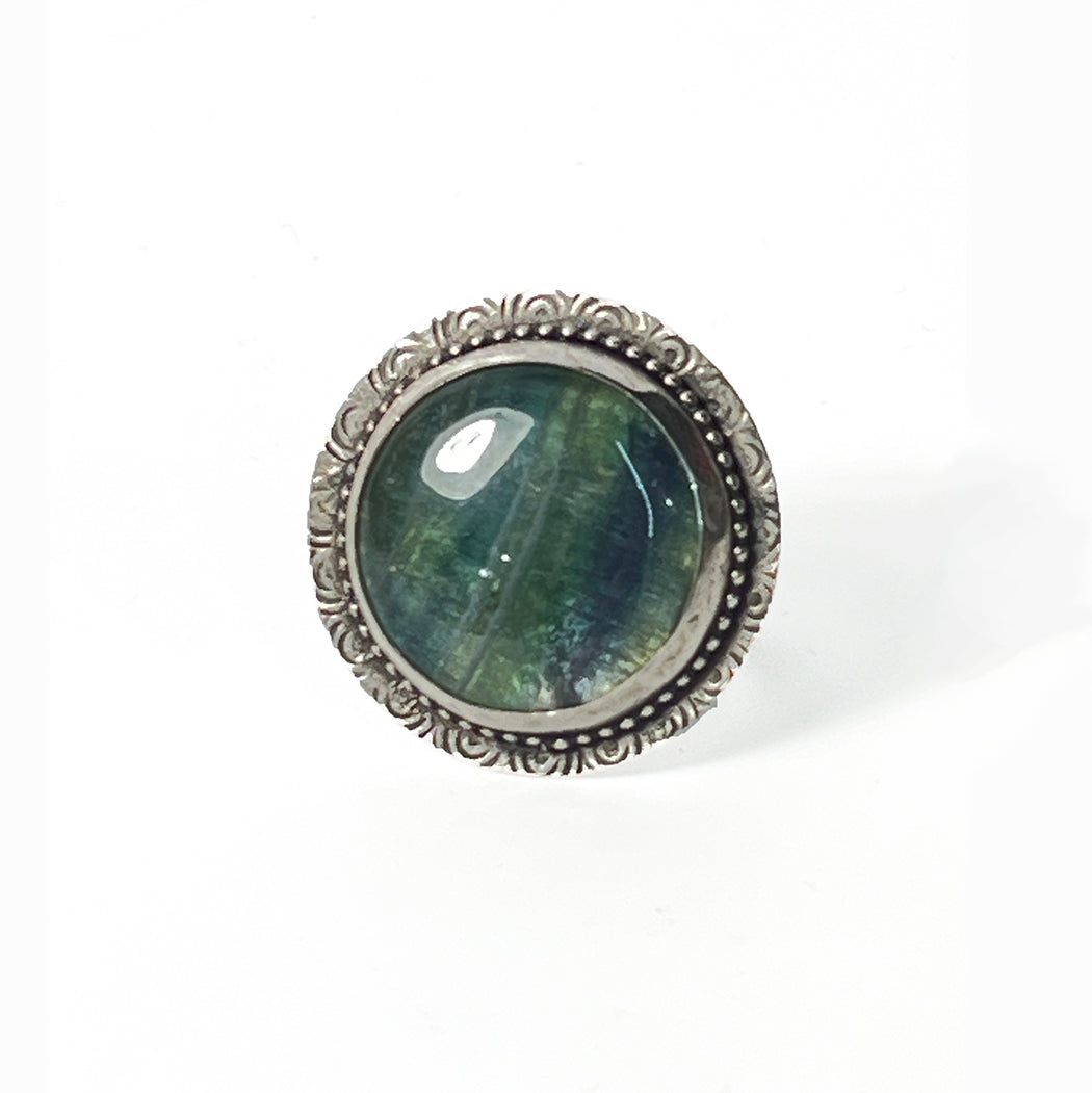 Huge Rainbow Fluorite Statement Ring