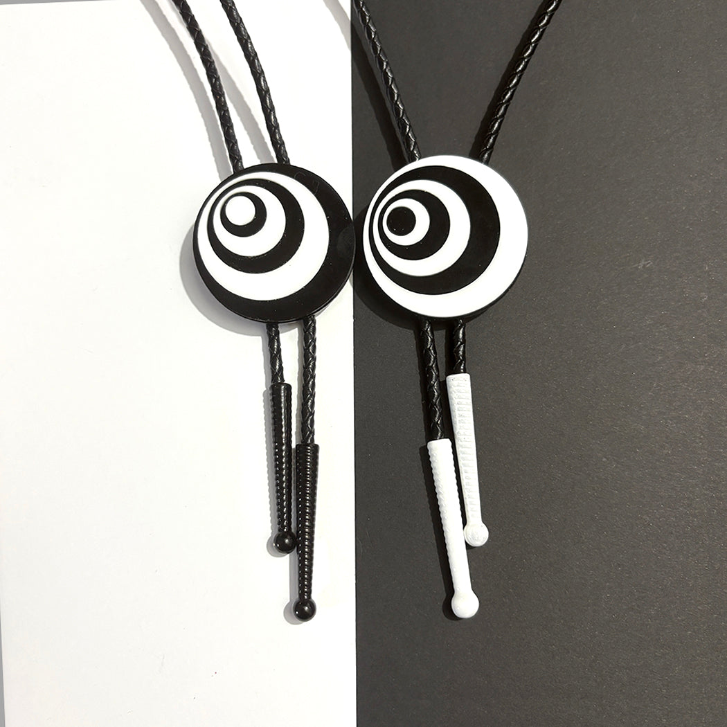 Op Art Circles Bolo with Black Tips