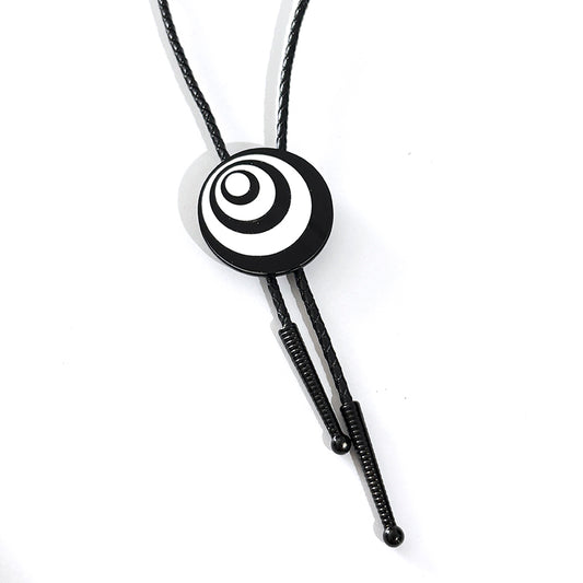 Op Art Circles Bolo with Black Tips