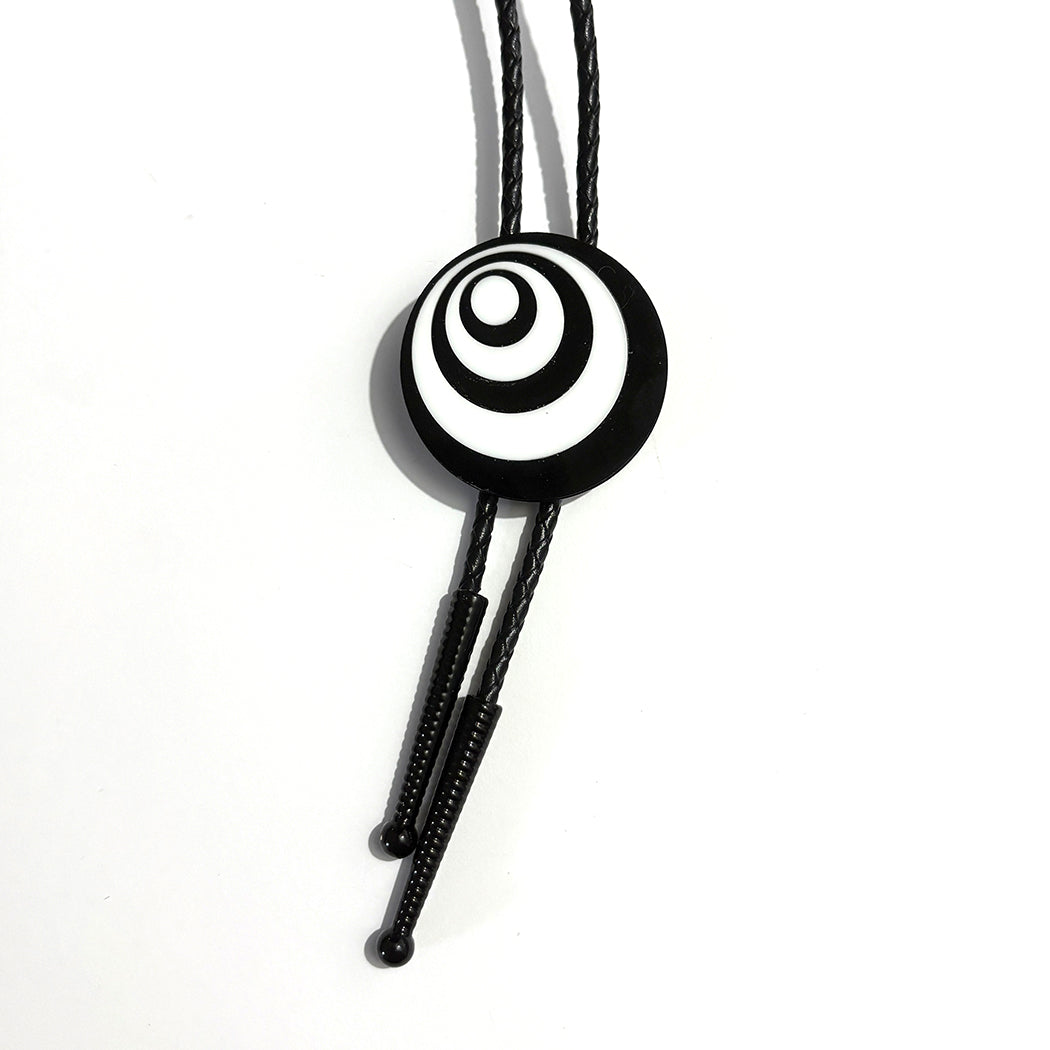 Op Art Circles Bolo with Black Tips