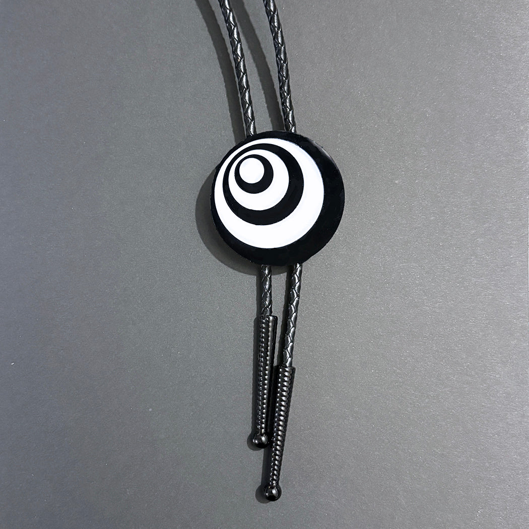 Op Art Circles Bolo with Black Tips