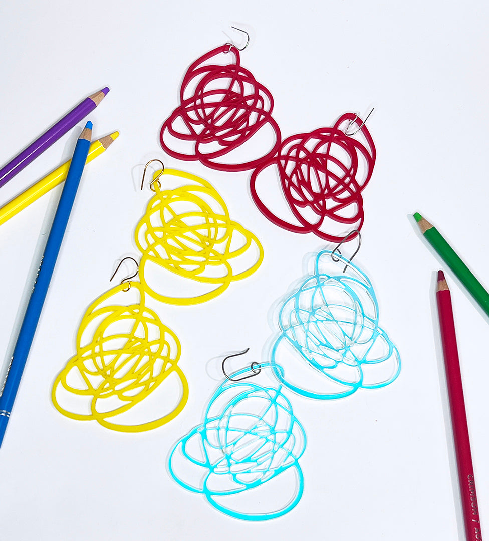Large acrylic doodle earrings at barbesaintjohn.com