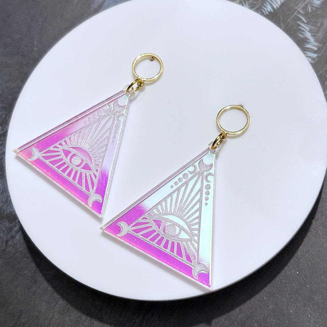 Holographic Eye Pyramid Earrings