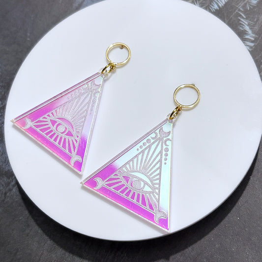 Holographic Eye Pyramid Earrings