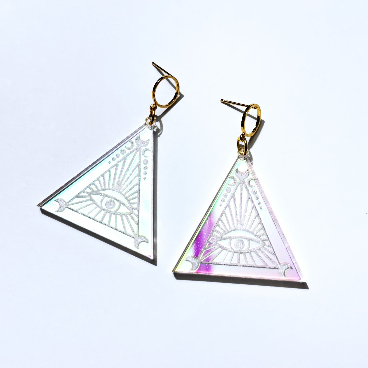 Holographic Eye Pyramid Earrings