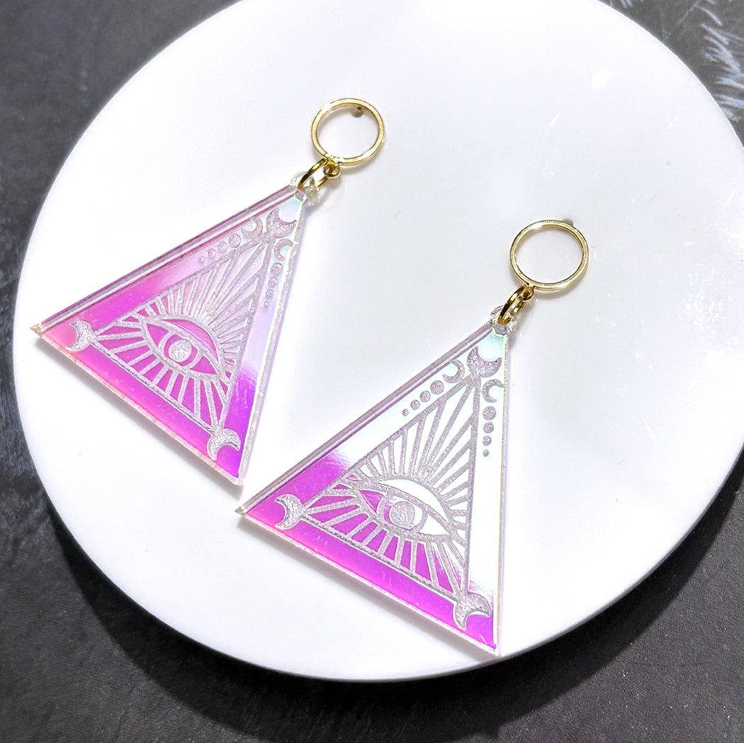 Holographic Eye Pyramid Earrings