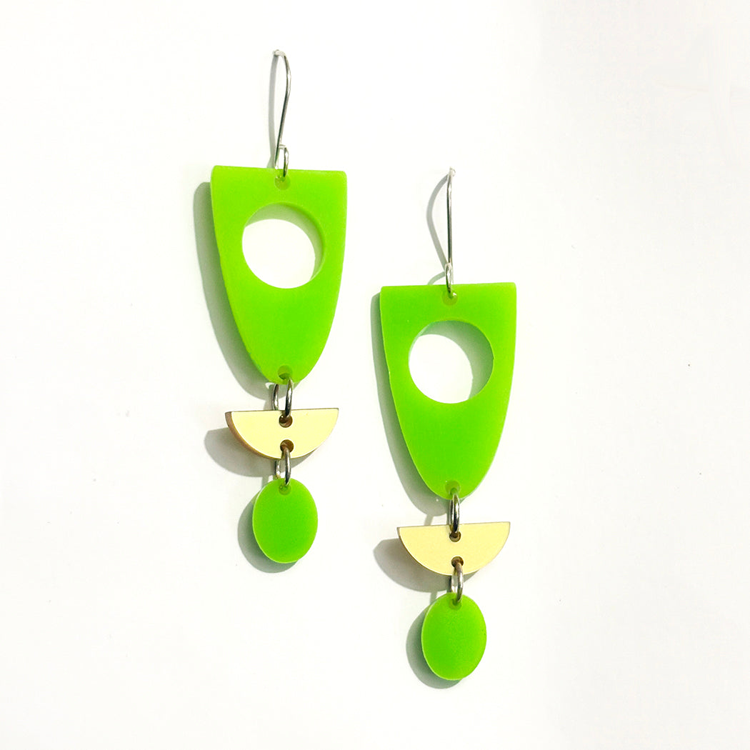 Lime Geometry Earrings