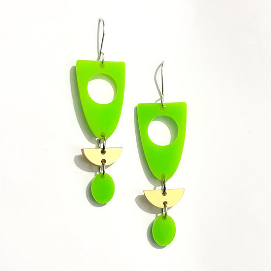 Lime Geometry Earrings