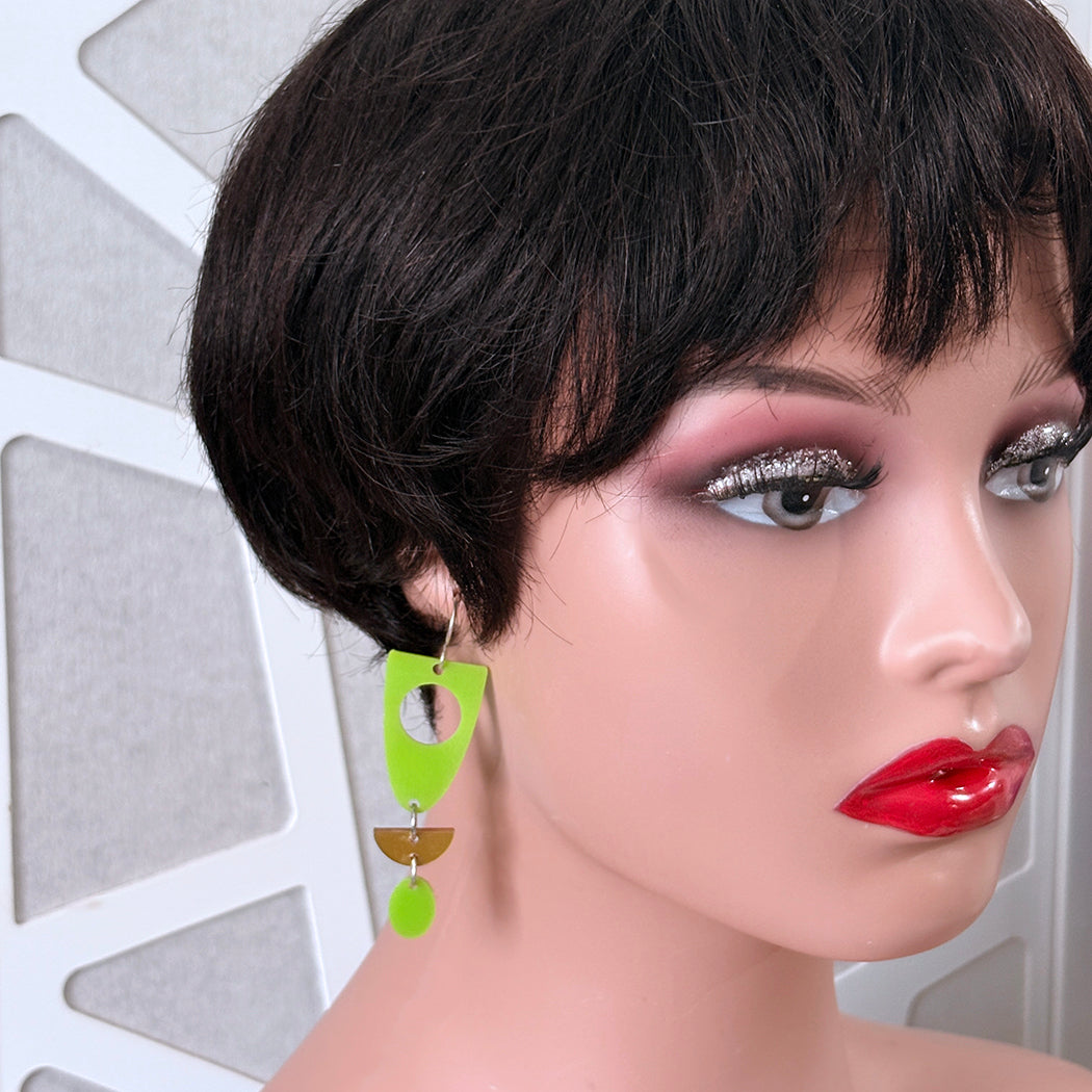 Lime Geometry Earrings