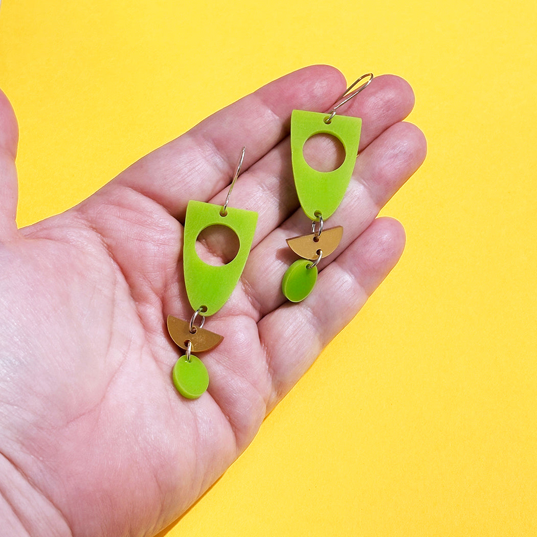 Lime Geometry Earrings
