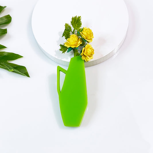 Mid Century Vase Brooch - Lime Green