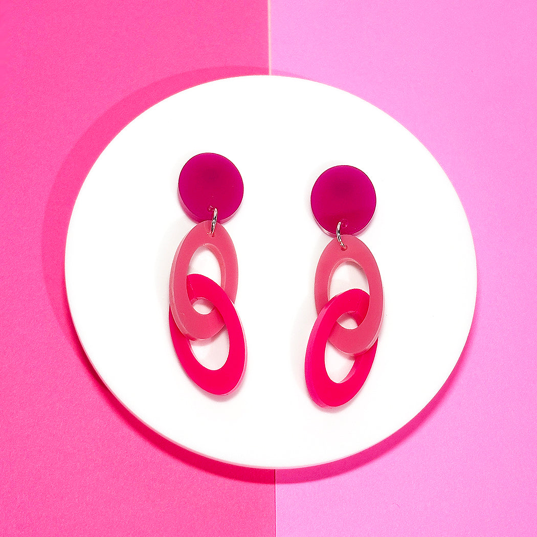 Chunky Colorful Link Earrings - Assorted Colors