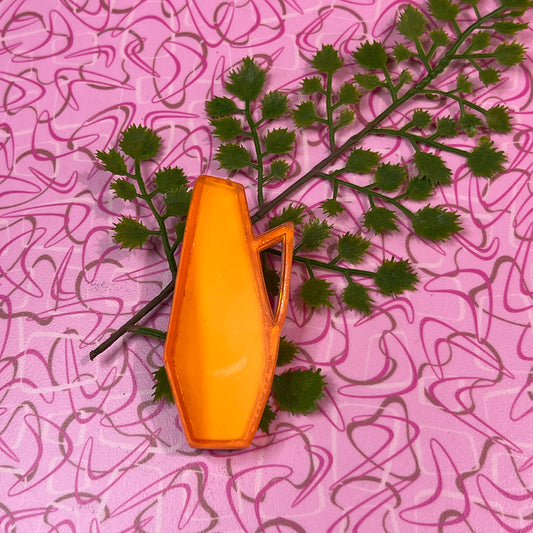 Mid Century Vase Brooch - Transparent Orange