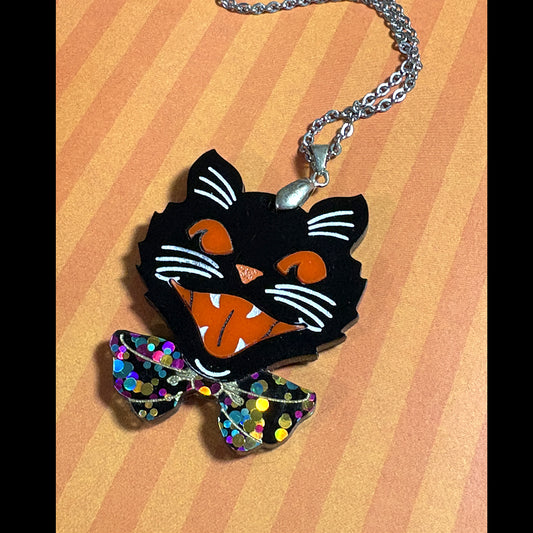 Retro Halloween Party Kitty Necklace