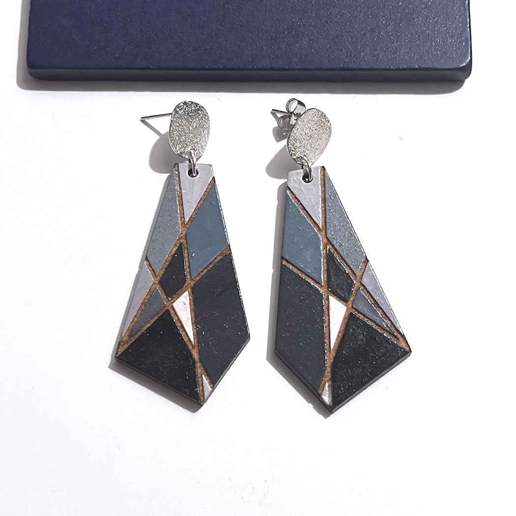 Gray Modernist Window Earrings